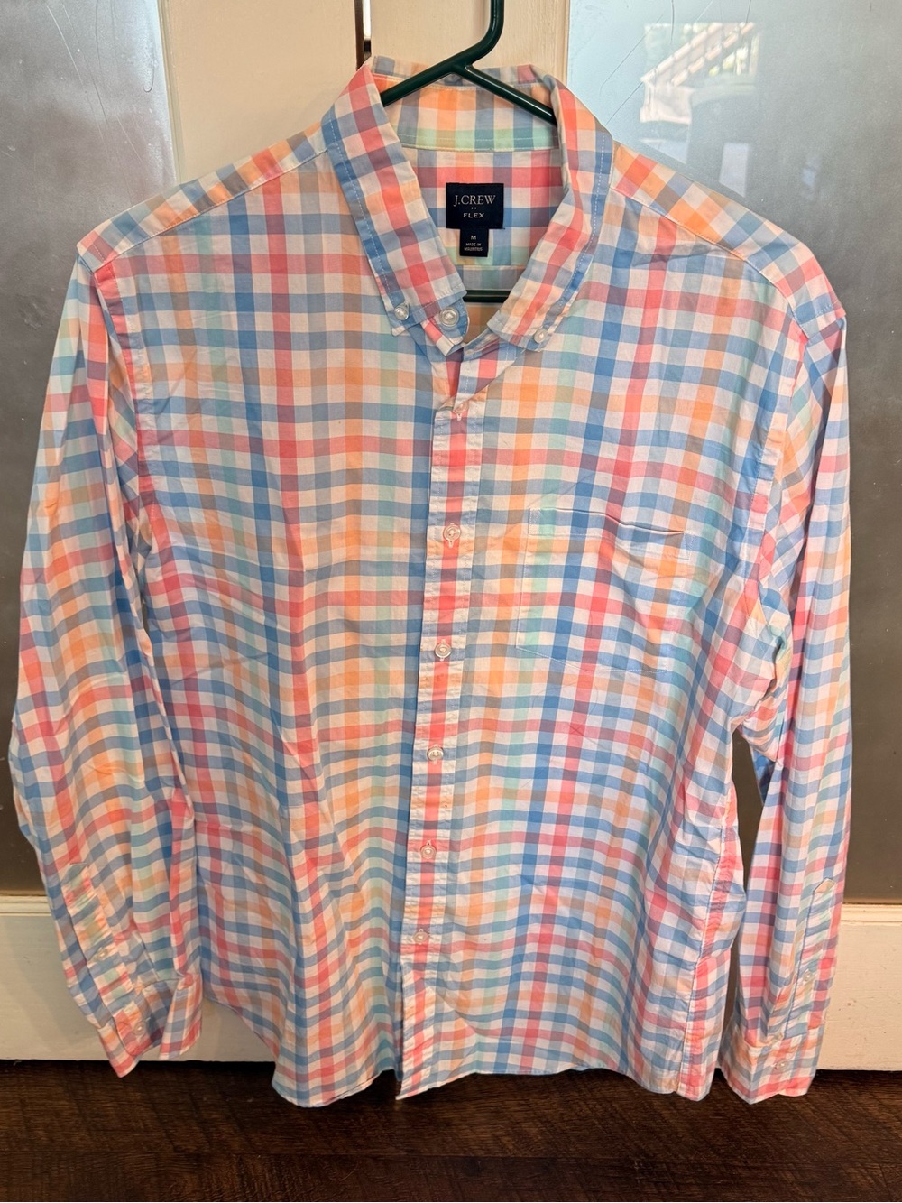 J. Crew Multicolor Pastel Plaid Button-Down Shirt - Pink, Blue, Orange, Cream